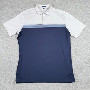Peter Millar Navy and White Striped Polo